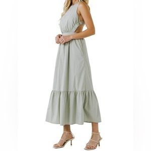 English Factory Sage Green Open Back Maxi Dress